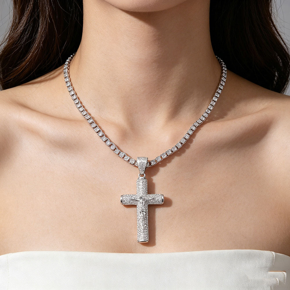 non-jewelry Faith-Inspired Cross Rhinestone Statement Necklace
