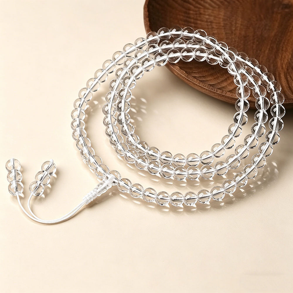 non-jewelry Decorative 108 Clear Quartz Mala Bracelet