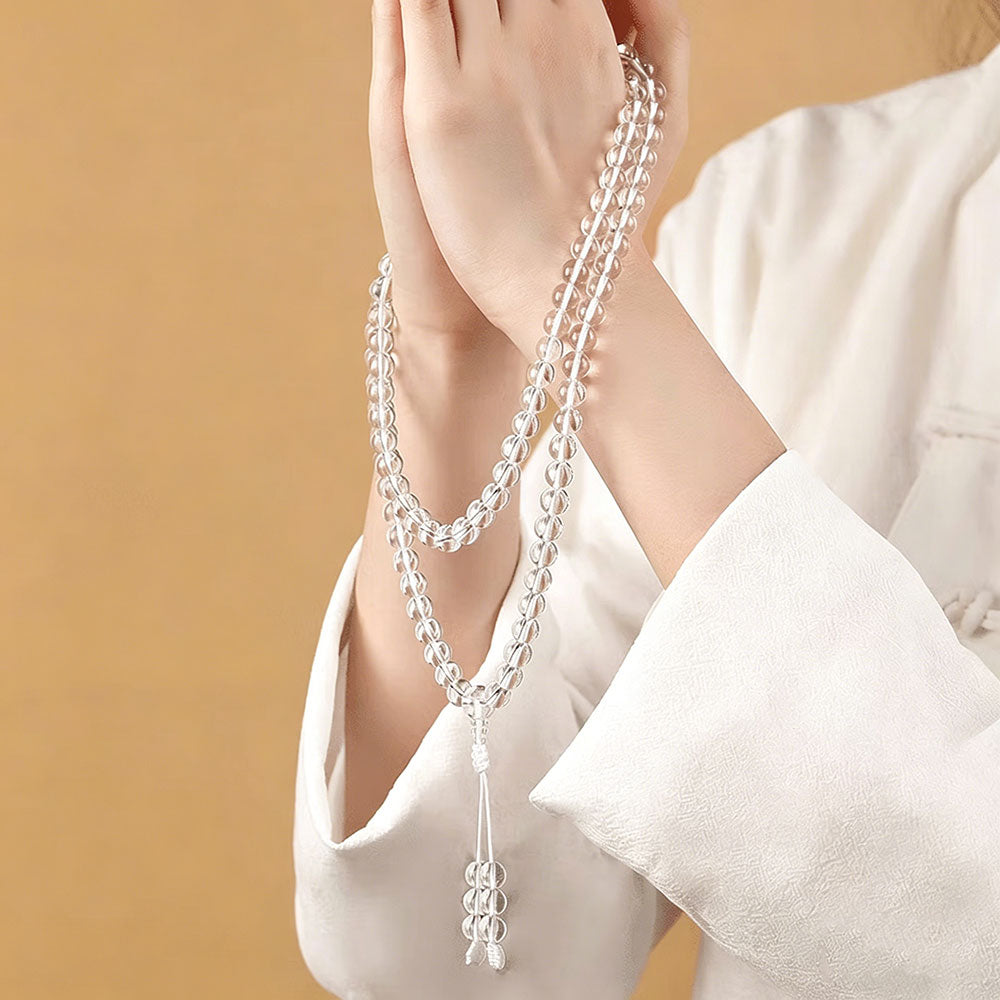 non-jewelry Decorative 108 Clear Quartz Mala Bracelet