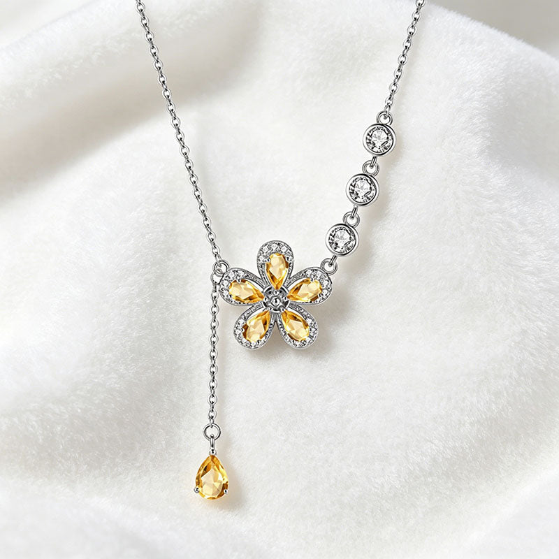 non-jewelry Multi-Stone Flower Pendant Necklace in 925 Silver
