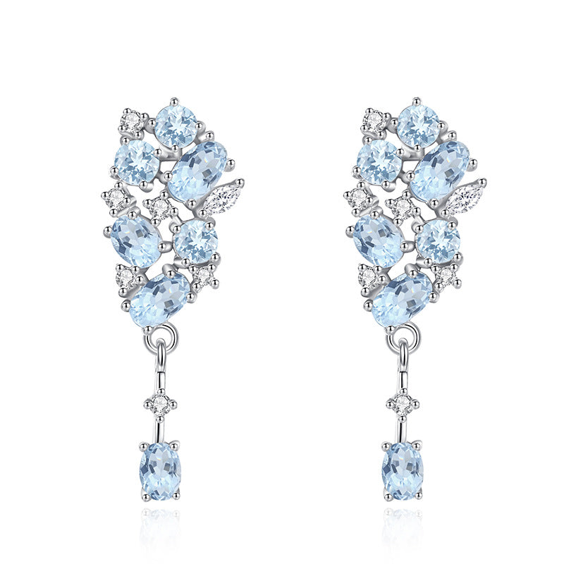 non-jewelry 925 Silver Drop Earrings with Natural Amethyst/Citrine/Garnet/Peridot/Topaz & Rhinestone Accents