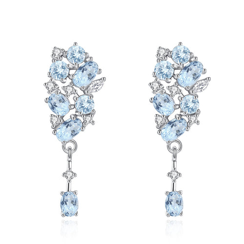 non-jewelry 925 Silver Drop Earrings with Natural Amethyst/Citrine/Garnet/Peridot/Topaz & Rhinestone Accents