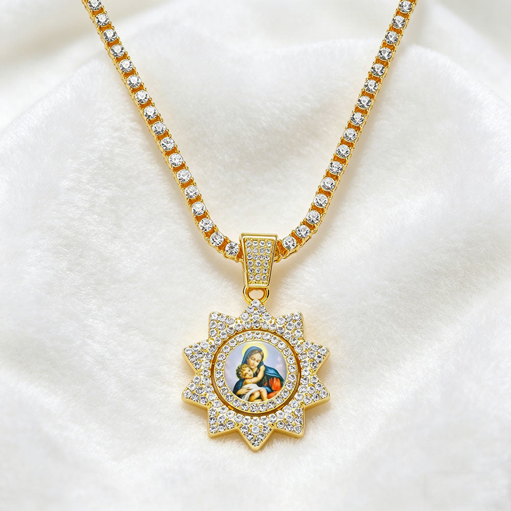 non-jewelry Faith-Inspired Madonna Sunburst Pendant Necklace