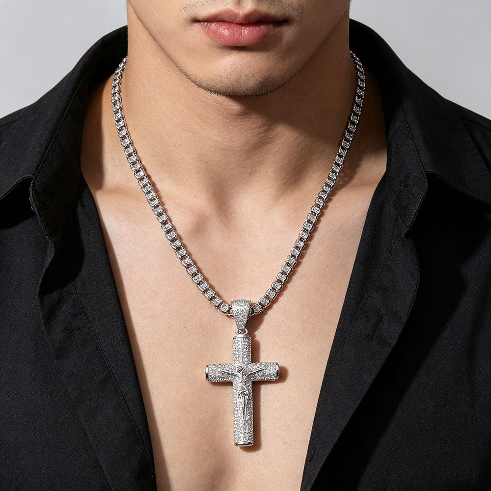 non-jewelry Faith-Inspired Cross Rhinestone Statement Necklace
