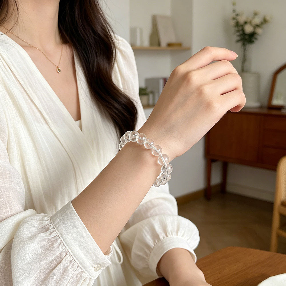non-jewelry Decorative Clear Quartz Bracelet for Decorative Clear-Tone