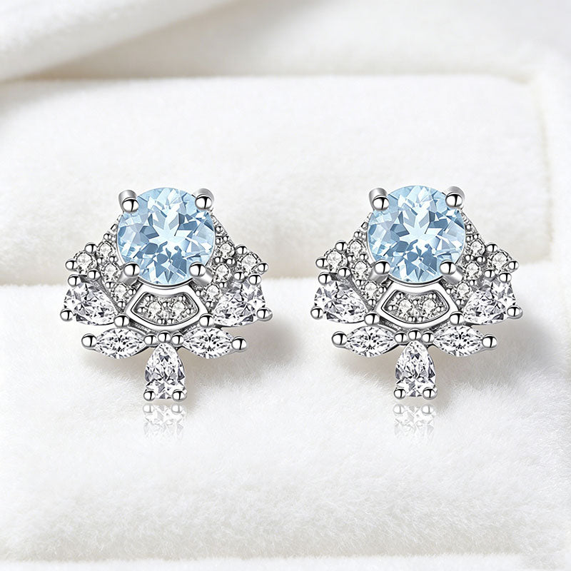 non-jewelry 925 Silver Drop Earrings with Natural Gemstones & Rhinestones