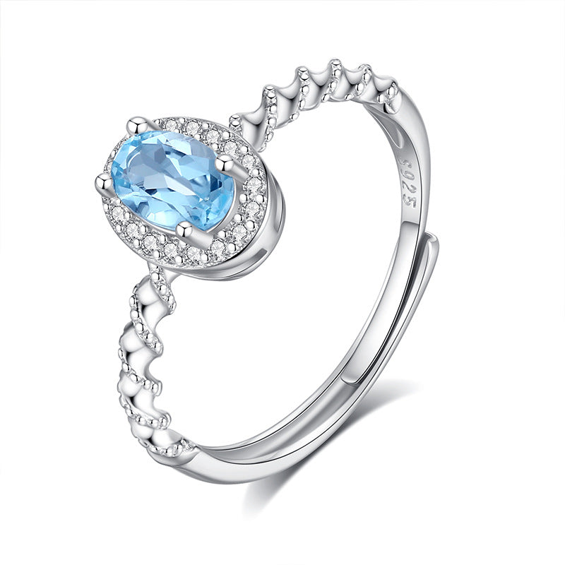 non-jewelry Crystal Statement Accessory Ring, Adjustable S925 Silver Halo for Style & Rich Color