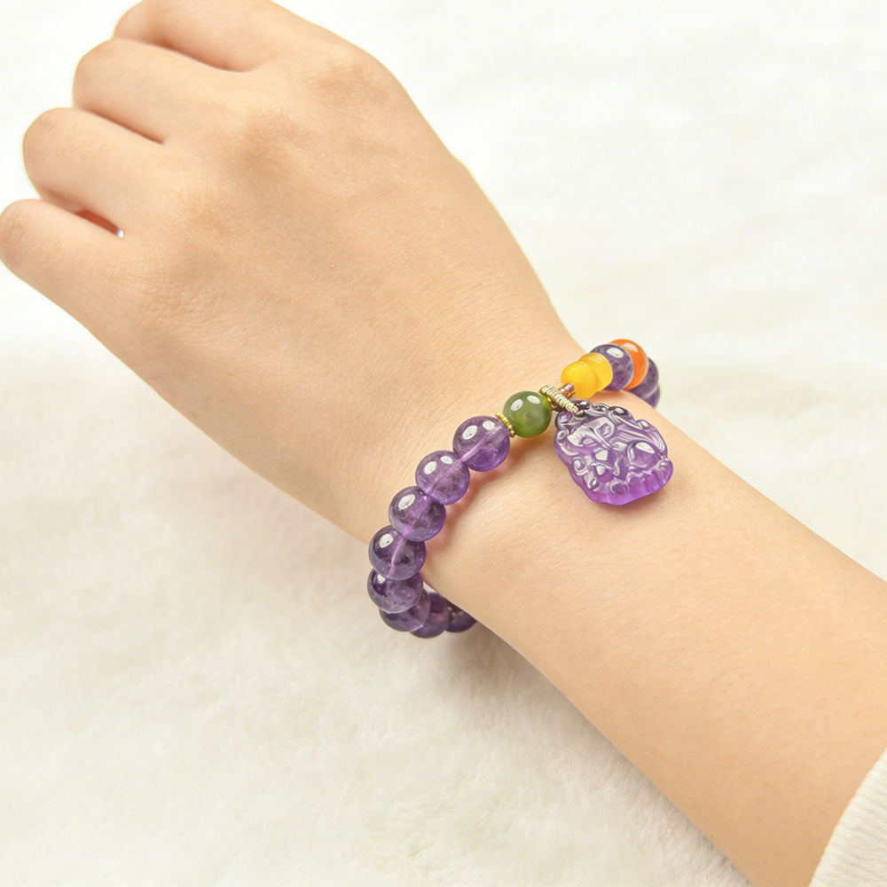 non-jewelry Amethyst Agate Green Aventurine Beaded Bracelet