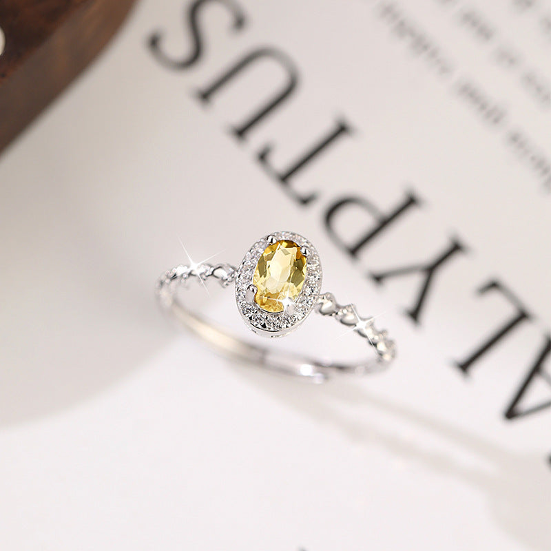 non-jewelry Crystal Statement Accessory Ring, Adjustable S925 Silver Halo for Style & Rich Color