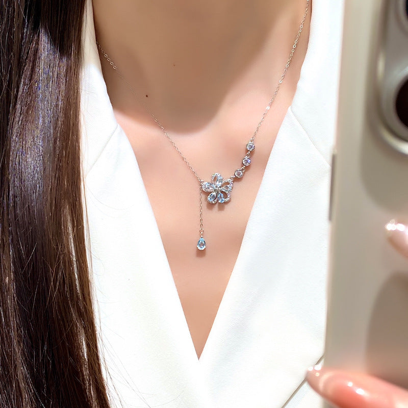 non-jewelry Multi-Stone Flower Pendant Necklace in 925 Silver