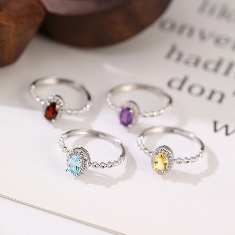 non-jewelry Crystal Statement Accessory Ring, Adjustable S925 Silver Halo for Style & Rich Color