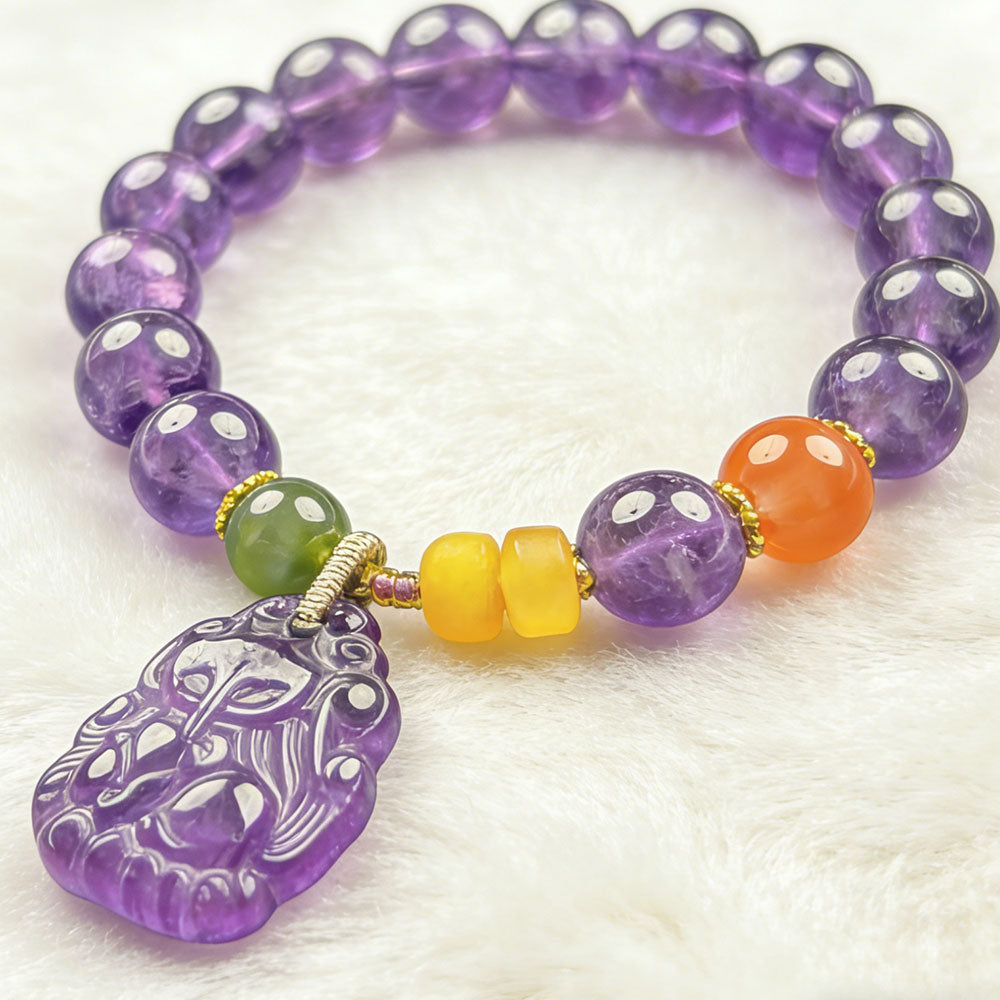 non-jewelry Amethyst Agate Green Aventurine Beaded Bracelet