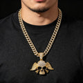 non-jewelry Winged Skull Cuban Link Iced Out Pendant Necklace