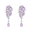 non-jewelry 925 Silver Drop Earrings with Natural Amethyst/Citrine/Garnet/Peridot/Topaz & Rhinestone Accents