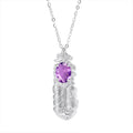 non-jewelry Feather Pendant Necklace with Natural Multi-Gemstones (Amethyst, Citrine, Aquamarine, Peridot, Garnet)
