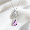 non-jewelry Butterfly Pendant Necklace in 925 Silver with Gemstone Drop
