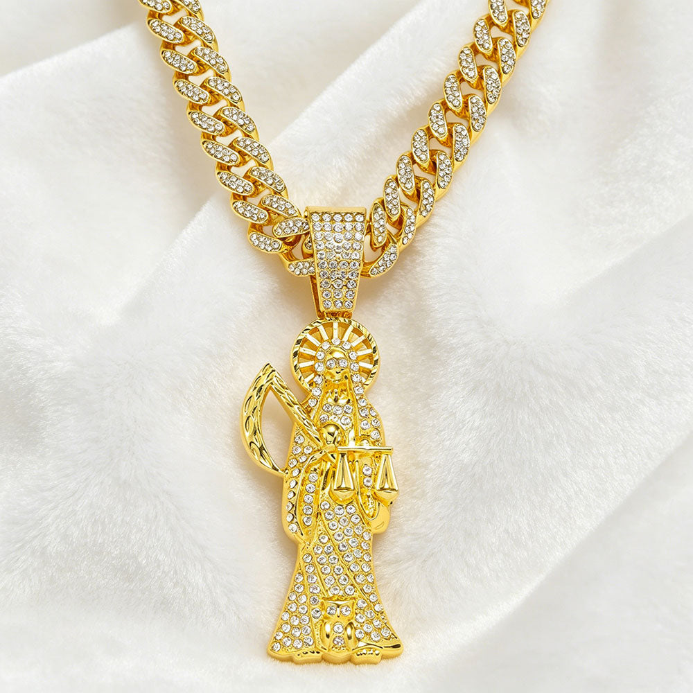 non-jewelry Saint Death Rhinestone Statement Necklace