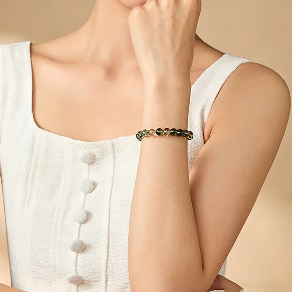 non-jewelry Green Phantom Quartz Statement Accessory Bracelet – Earth-Tone & Rich Color