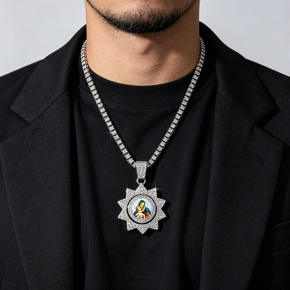 non-jewelry Faith-Inspired Madonna Sunburst Pendant Necklace