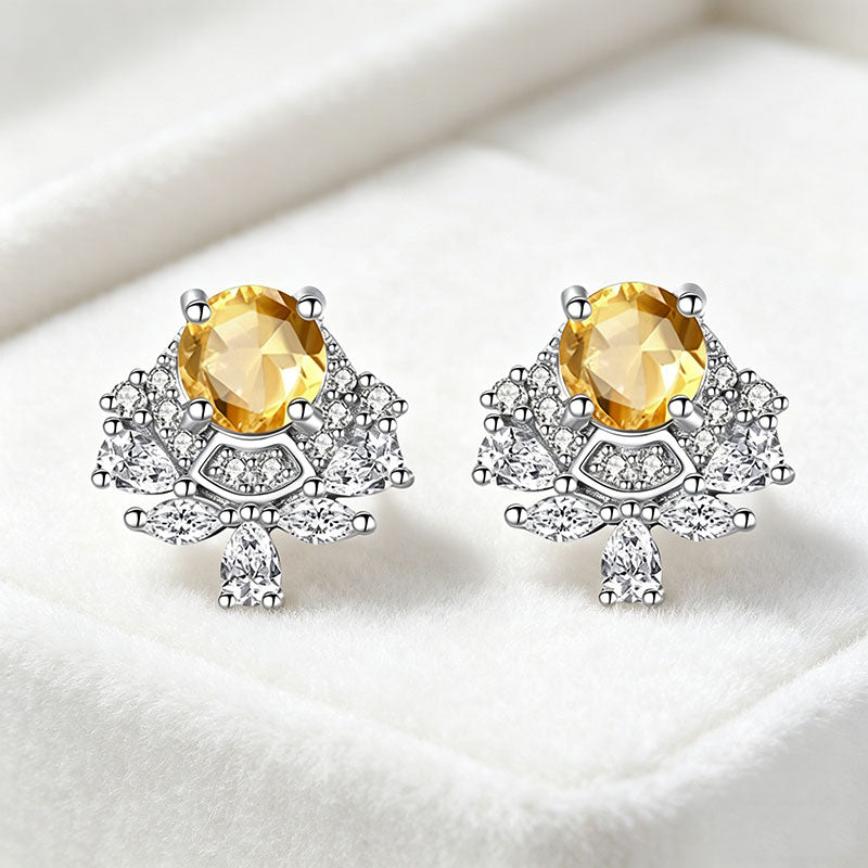 non-jewelry 925 Silver Drop Earrings with Natural Gemstones & Rhinestones