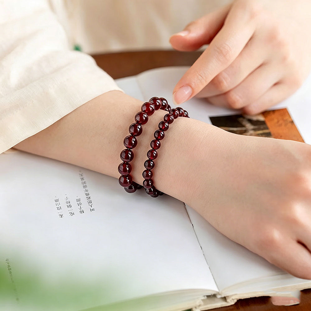 non-jewelry Garnet Statement Accessory Bracelet – Grounded Vibrant Color & Quiet Statement Style