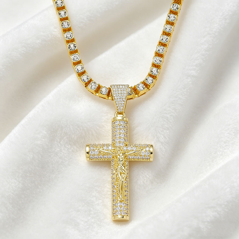 non-jewelry Faith-Inspired Cross Rhinestone Statement Necklace