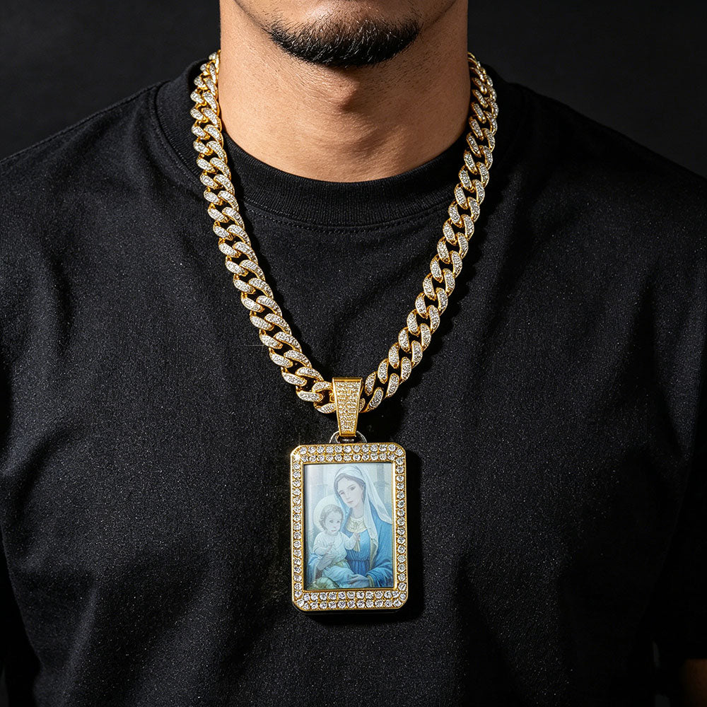 non-jewelry Virgin Mary & Baby Jesus Cuban Link Necklace