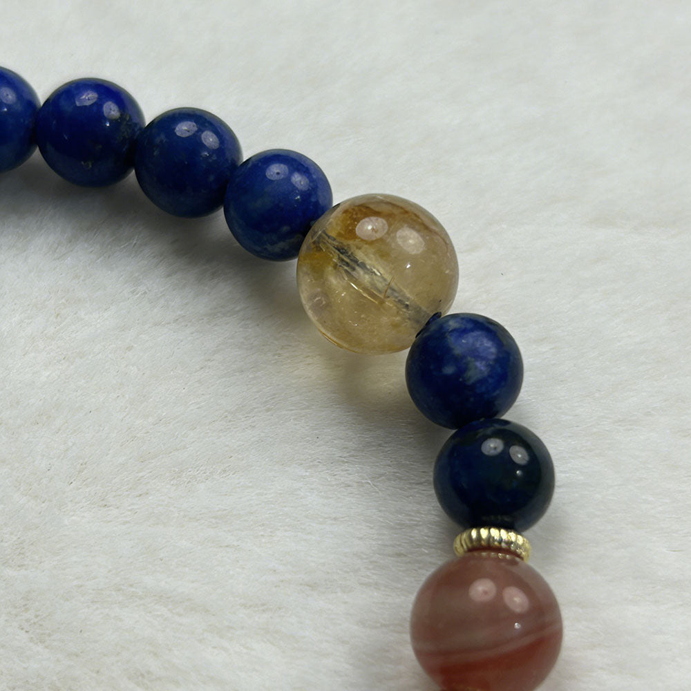 non-jewelry Lapis Lazuli Agate Rutilated Quartz Beaded Bracelet