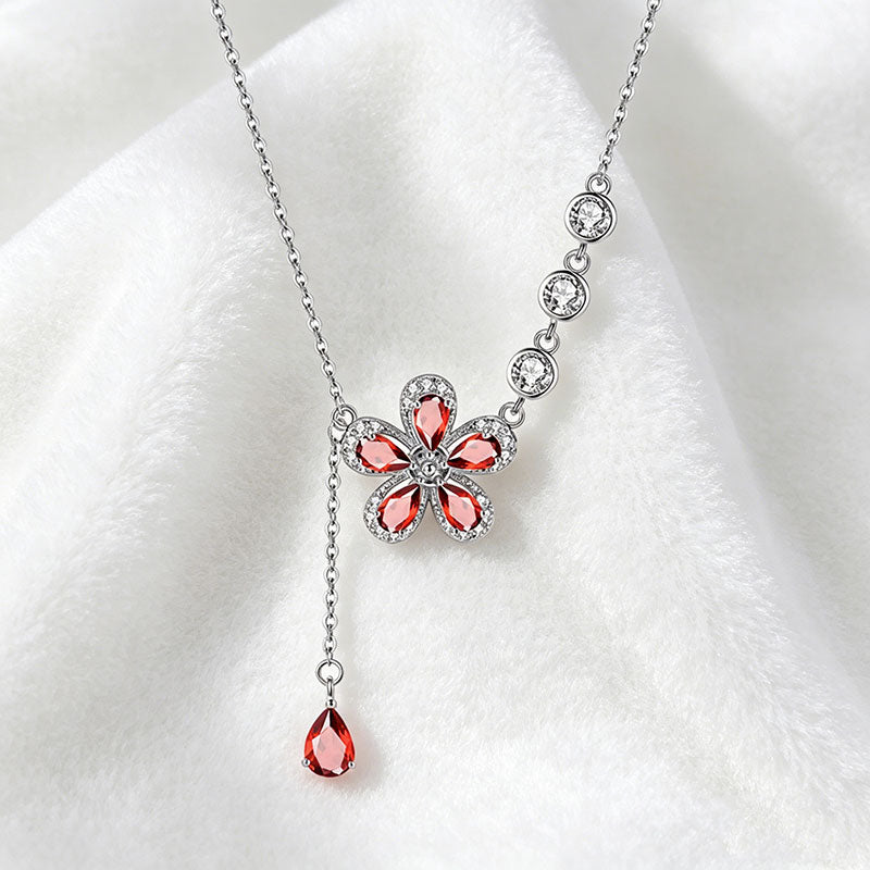 non-jewelry Multi-Stone Flower Pendant Necklace in 925 Silver