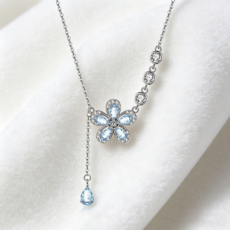non-jewelry Multi-Stone Flower Pendant Necklace in 925 Silver