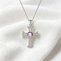 non-jewelry Cross Pendant Necklace in 925 Silver with Gemstone Center