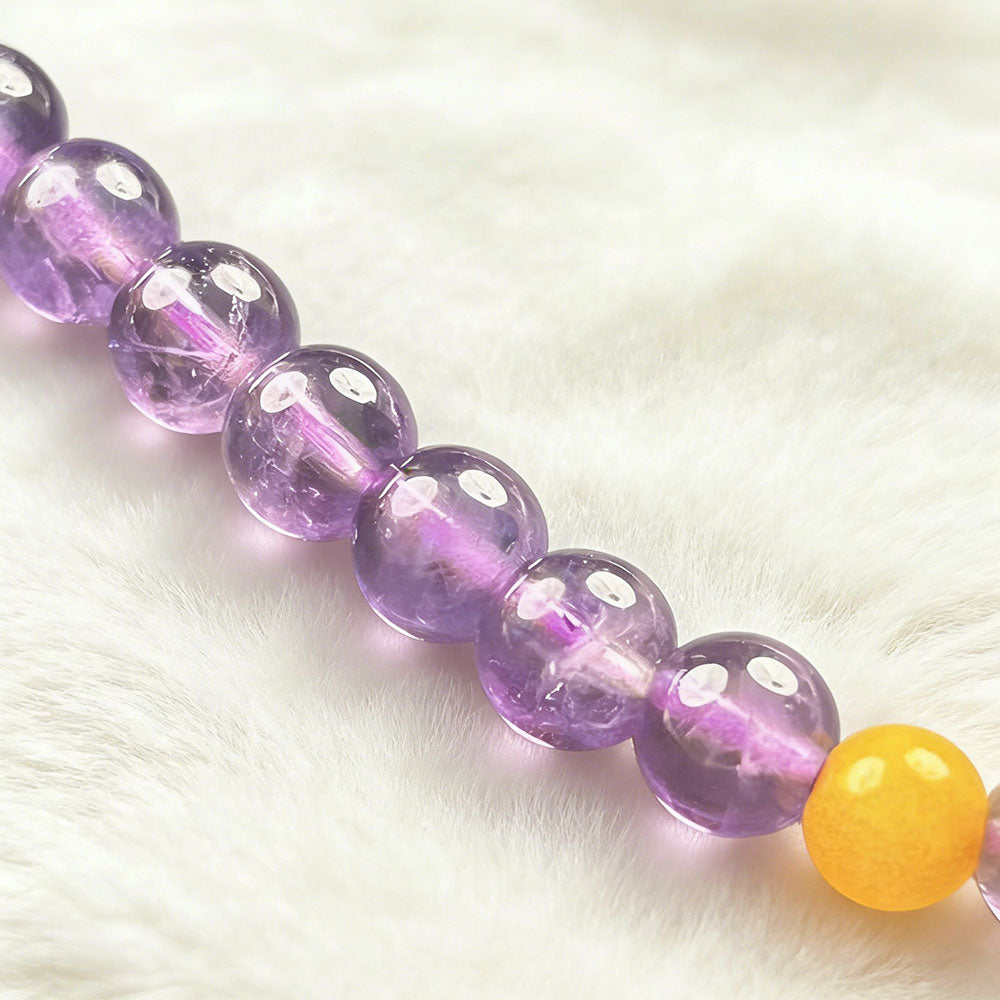 non-jewelry Amethyst & Mixed Crystal Beaded Bracelet with Gold Tone Butterfly Accent