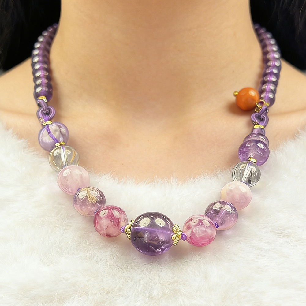 non-jewelry Decorative Amethyst & Rose Quartz Bracelet for Decorative Coordinated Styling