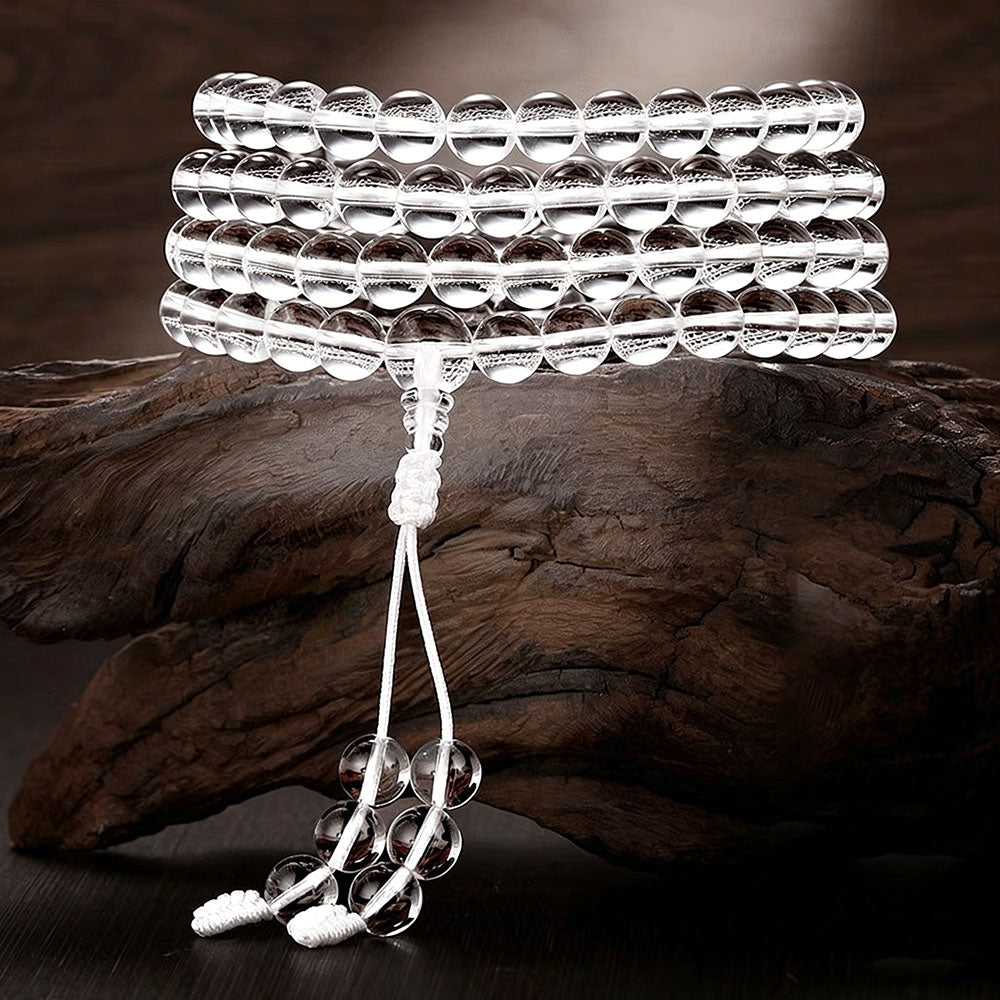 non-jewelry Decorative 108 Clear Quartz Mala Bracelet