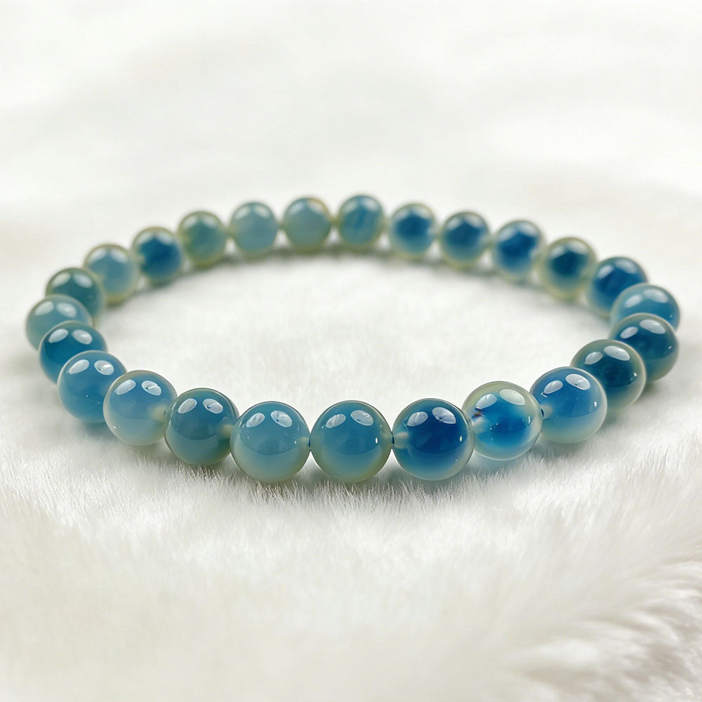 non-jewelry Blue Agate 8mm Round Beaded Bracelet