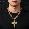 non-jewelry Faith-Inspired Heart Jesus Rotating Cross Cuban Link Necklace