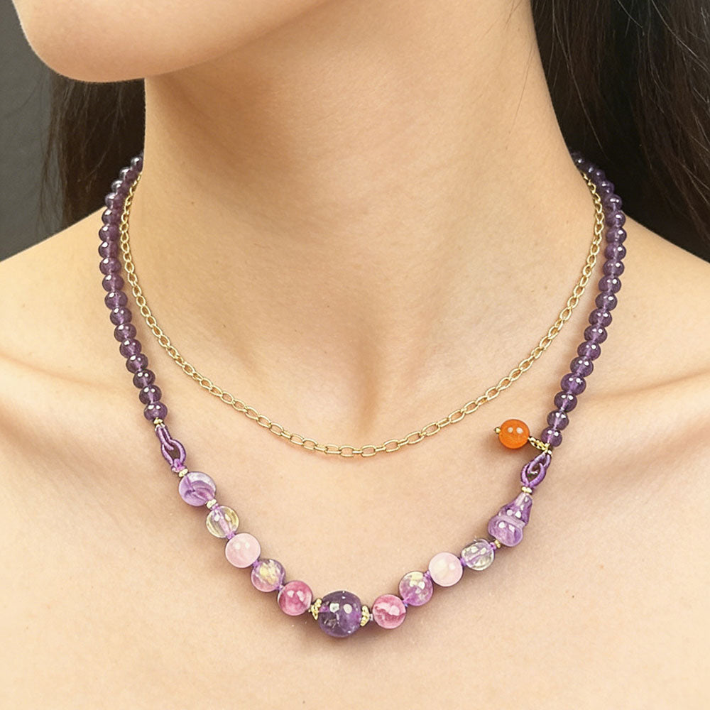 non-jewelry Decorative Amethyst & Rose Quartz Bracelet for Decorative Coordinated Styling