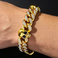 non-jewelry Rhinestone Skull Cuban Link Zinc Alloy Bracelet