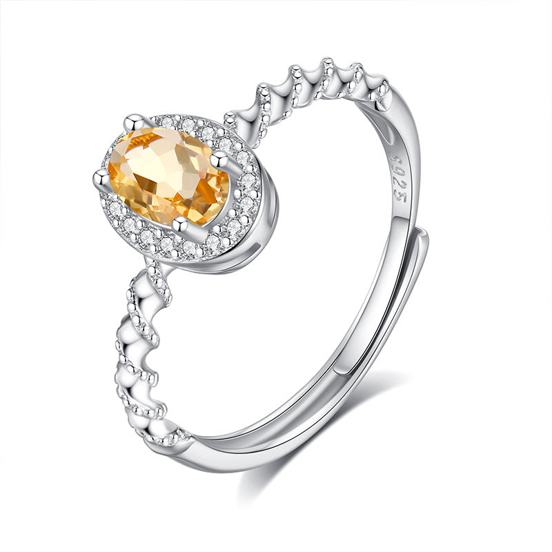 non-jewelry Crystal Statement Accessory Ring, Adjustable S925 Silver Halo for Style & Rich Color