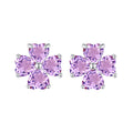 non-jewelry Clover Stud Earrings, S925 Silver with Multi-Crystal Variants