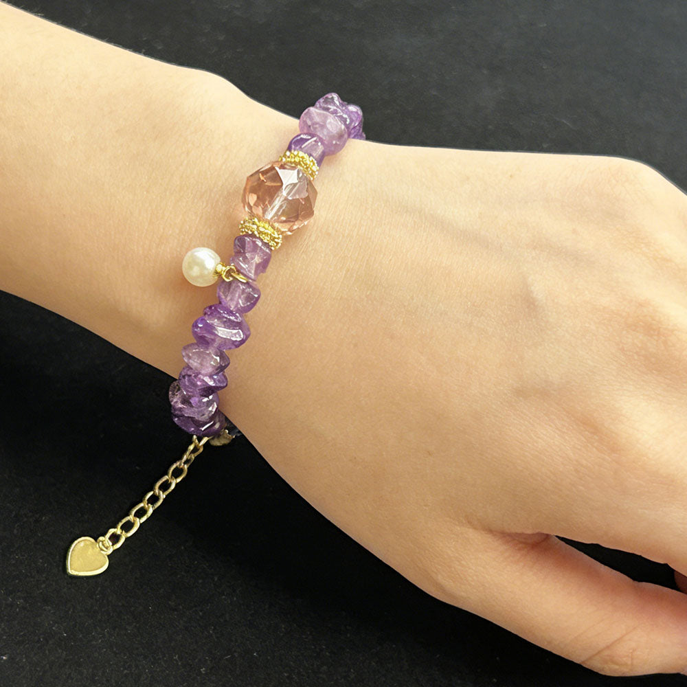 non-jewelry Amethyst Agate Chain Bracelet with Zinc Alloy Accents