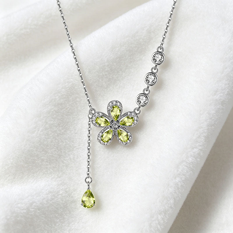 non-jewelry Multi-Stone Flower Pendant Necklace in 925 Silver