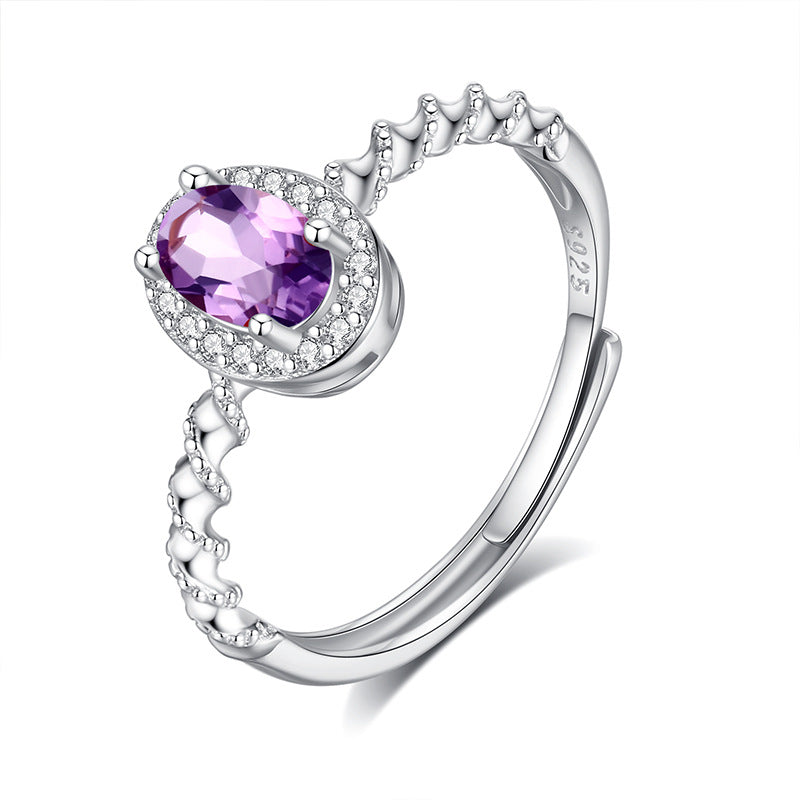 non-jewelry Crystal Statement Accessory Ring, Adjustable S925 Silver Halo for Style & Rich Color