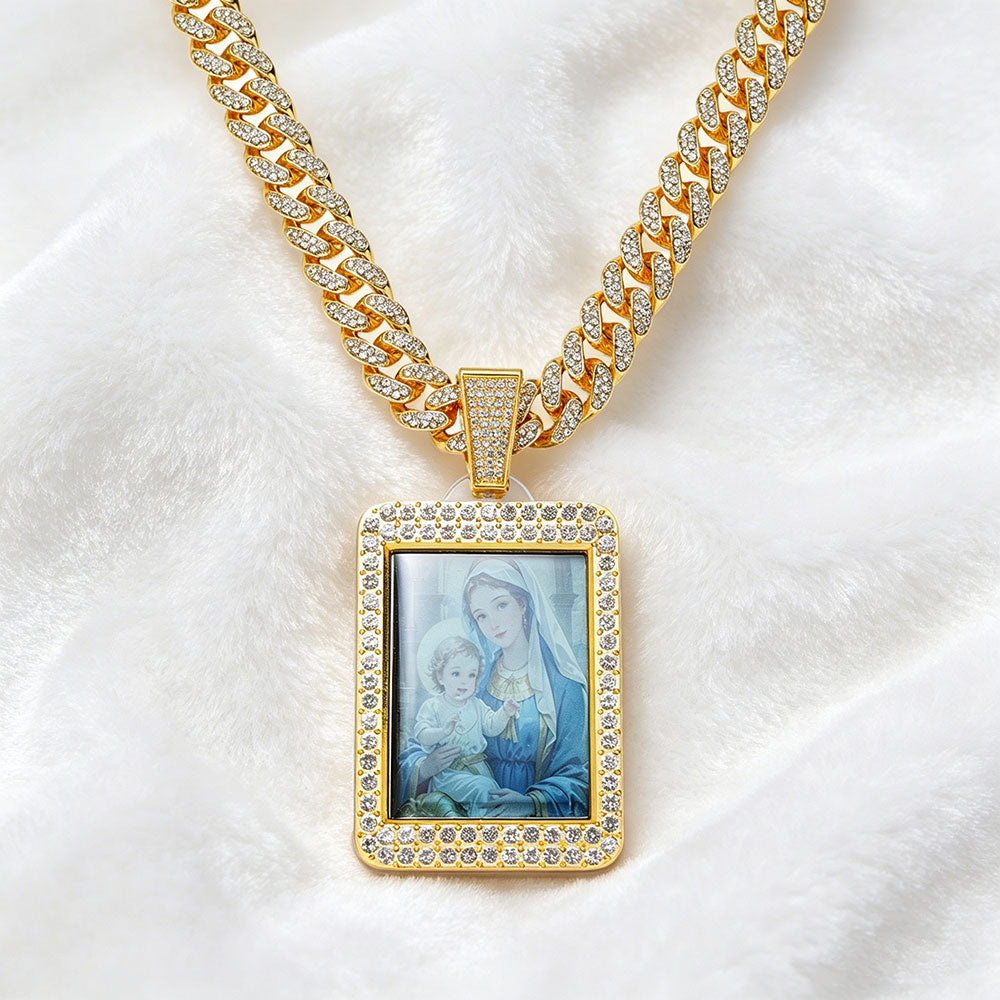 non-jewelry Virgin Mary & Baby Jesus Cuban Link Necklace