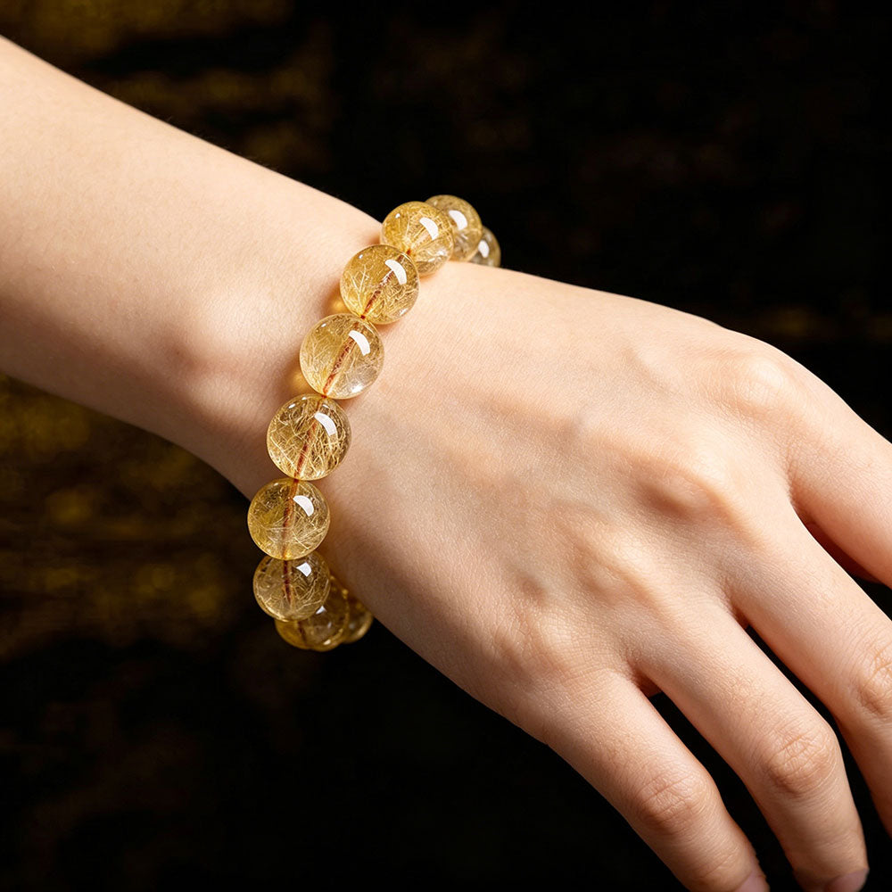non-jewelry Decorative Gold Rutilated Quartz Rich Color Bracelet