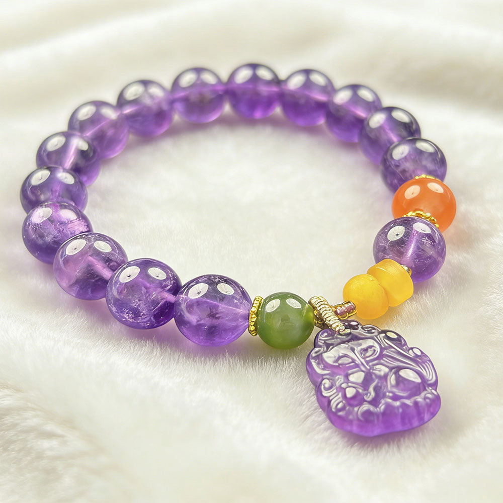 non-jewelry Amethyst Agate Green Aventurine Beaded Bracelet